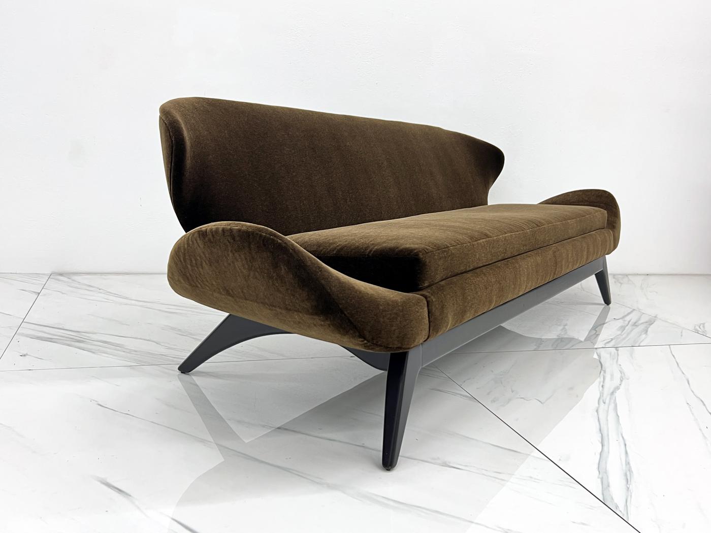 Luigi Tiengo No. 500-13 Sofa in Chocolate Mohair for Cimon Montréal, 1960's