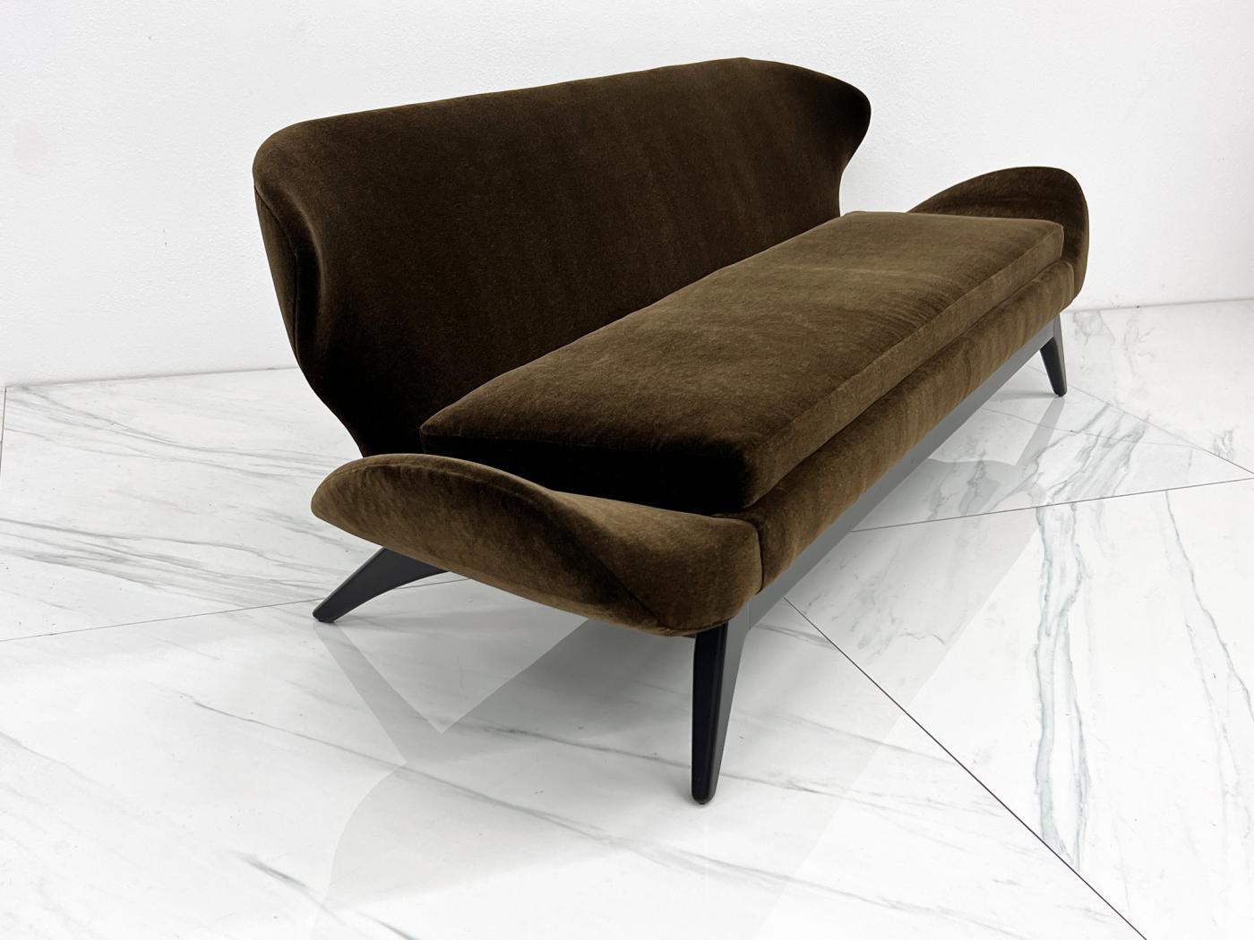 Luigi Tiengo No. 500-13 Sofa in Chocolate Mohair for Cimon Montréal, 1960's
