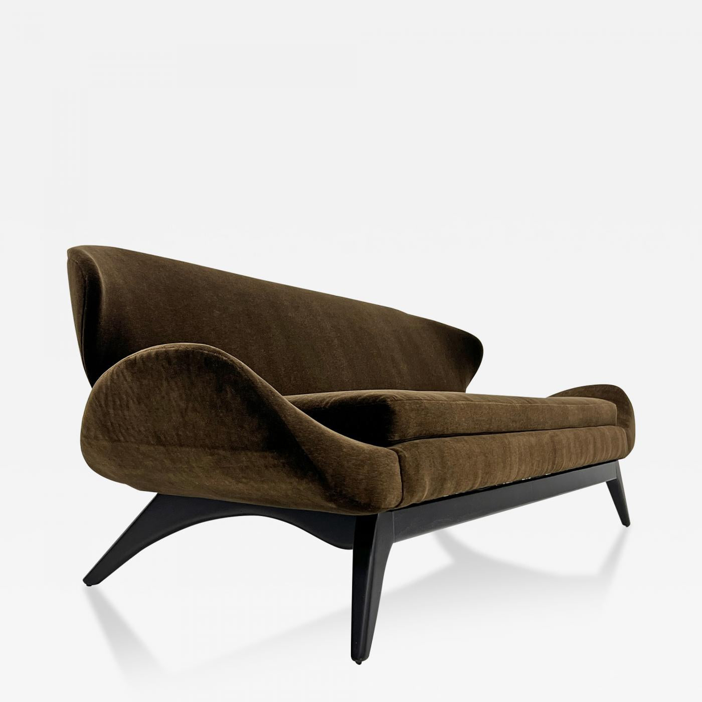 Luigi Tiengo No. 500-13 Sofa in Chocolate Mohair for Cimon Montréal, 1960's