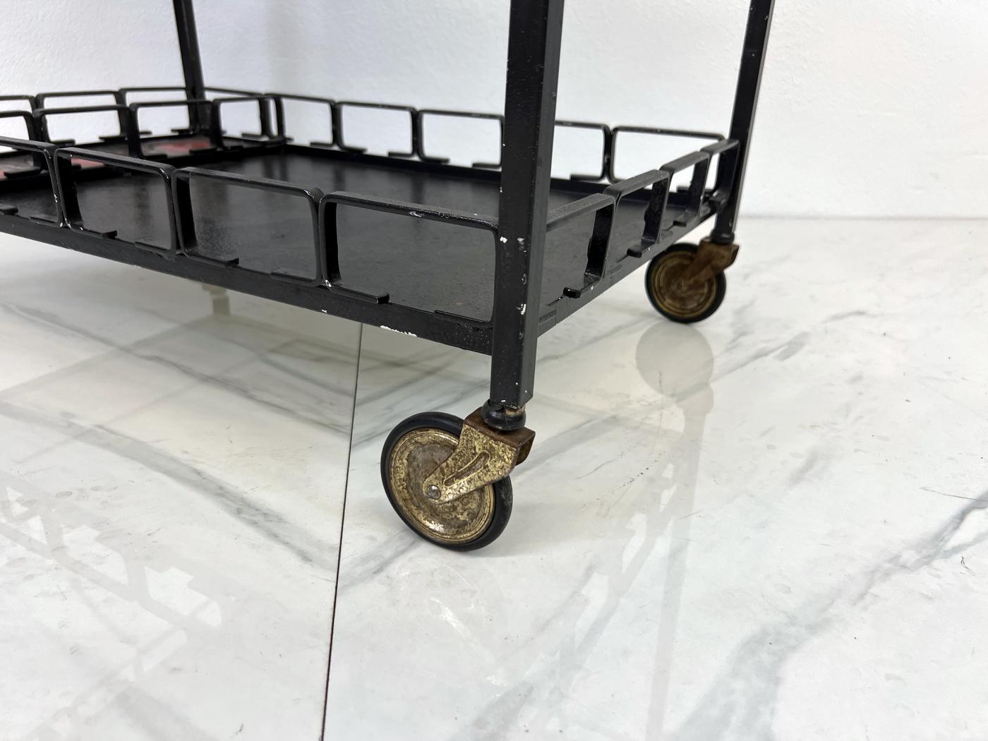 Mid Century Iron and Tile Inlay Bar Cart, Dry Bar, C. 1950's