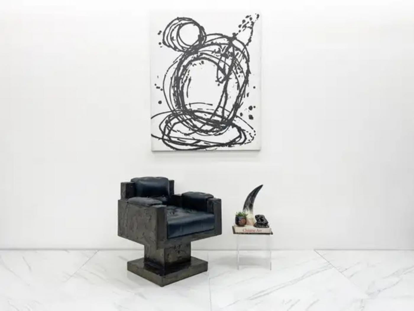 Early Paul Evans Sculpted Bronze Throne Chair, Signed and Dated, 1969