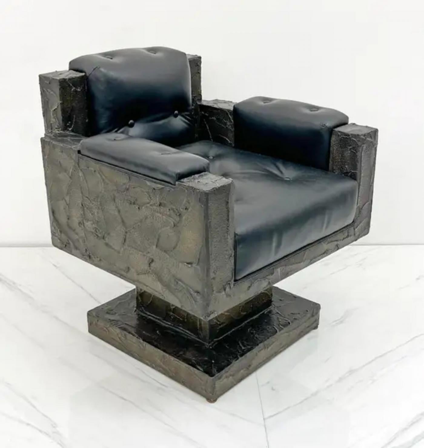 Early Paul Evans Sculpted Bronze Throne Chair, Signed and Dated, 1969