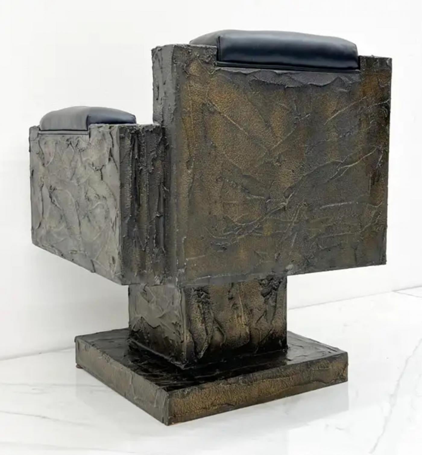 Early Paul Evans Sculpted Bronze Throne Chair, Signed and Dated, 1969