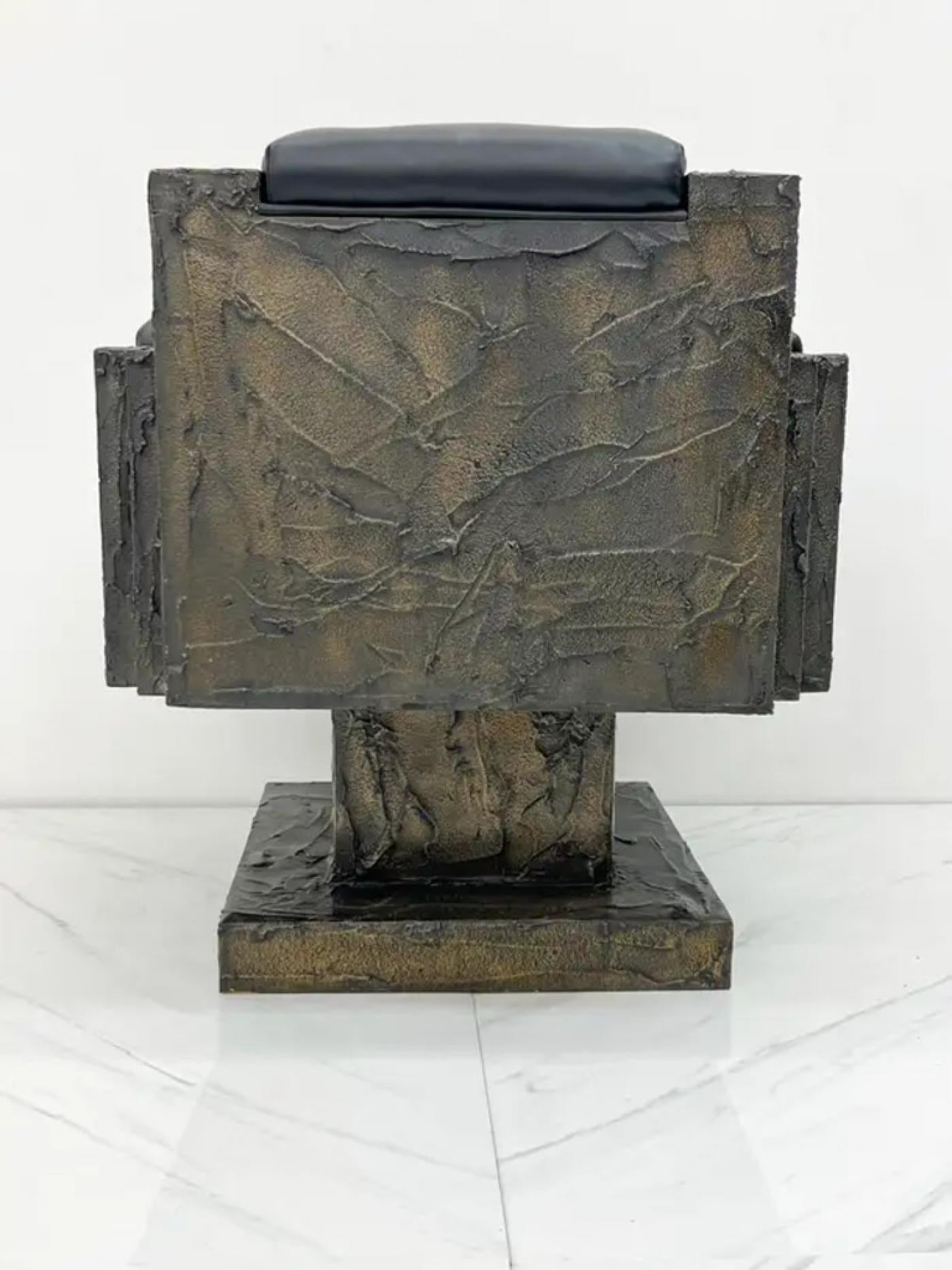 Early Paul Evans Sculpted Bronze Throne Chair, Signed and Dated, 1969