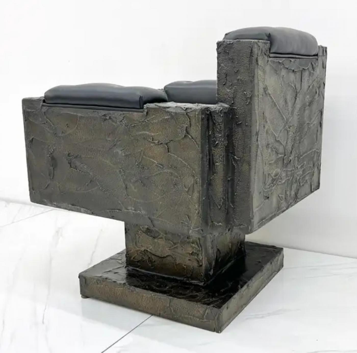 Early Paul Evans Sculpted Bronze Throne Chair, Signed and Dated, 1969