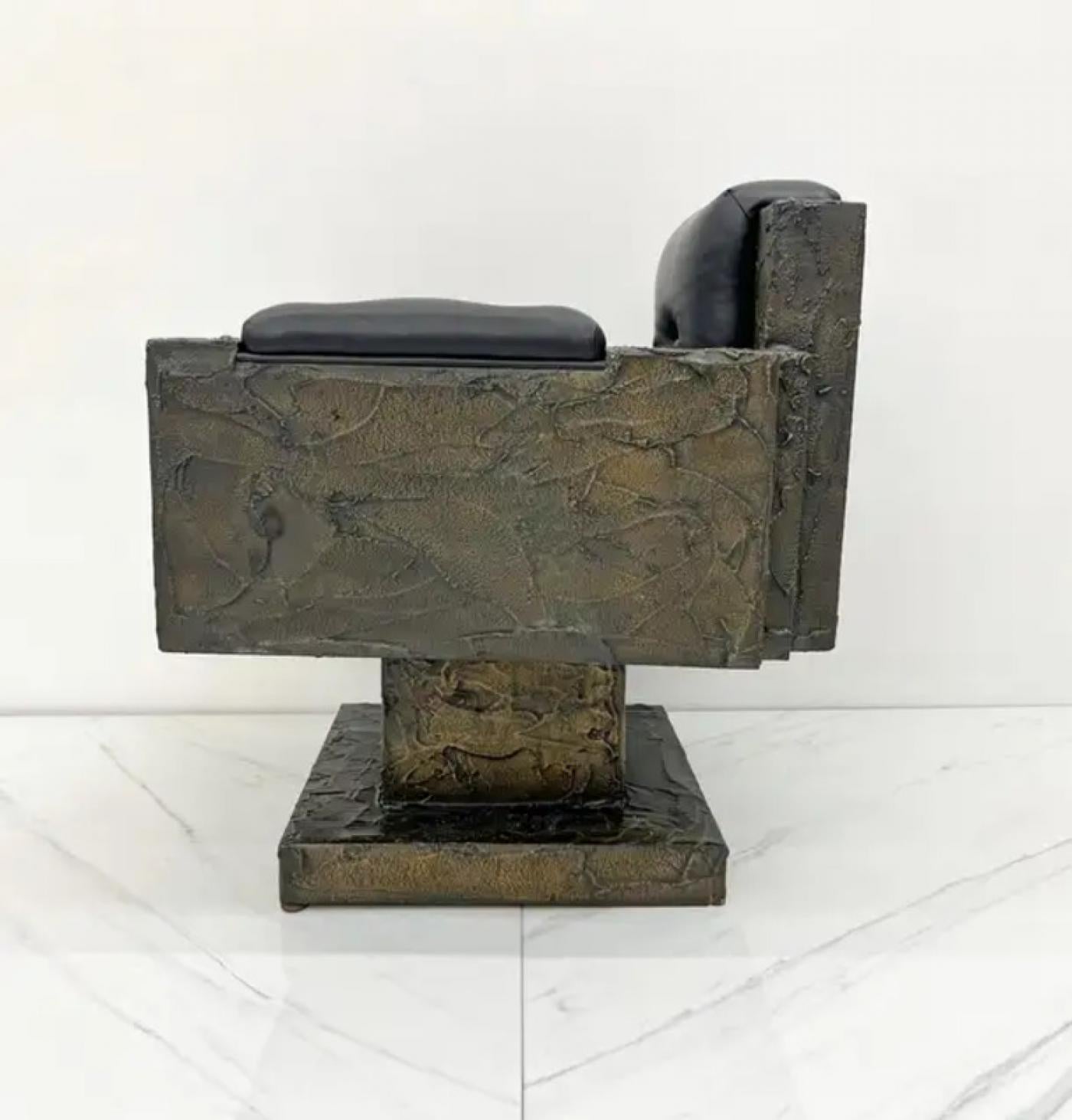 Early Paul Evans Sculpted Bronze Throne Chair, Signed and Dated, 1969