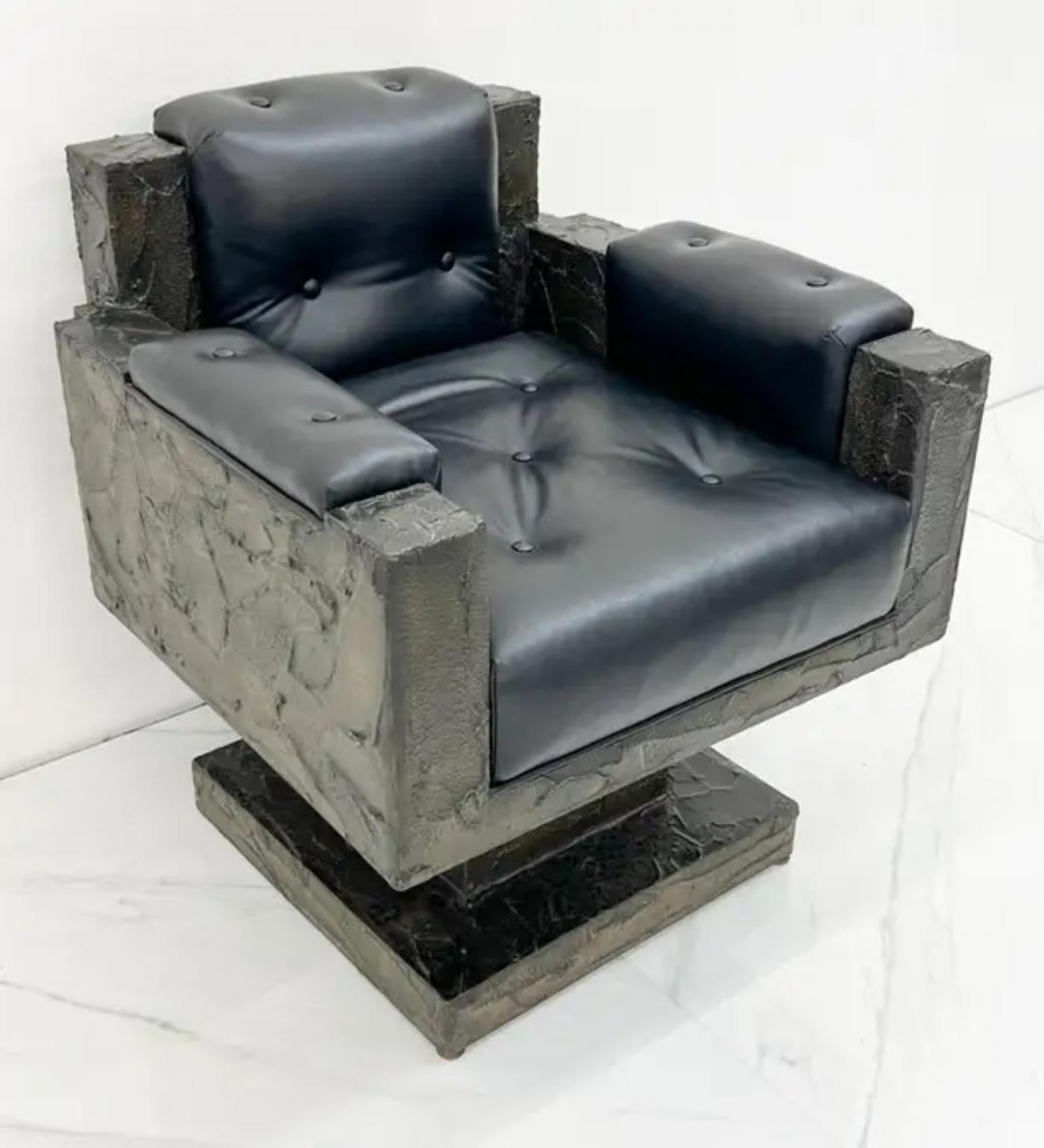 Early Paul Evans Sculpted Bronze Throne Chair, Signed and Dated, 1969
