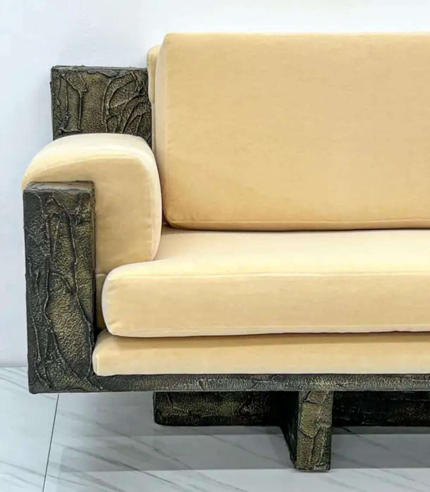 Important Paul Evans Studio Sculpted Bronze and Resin Sofa, Signed, 1971