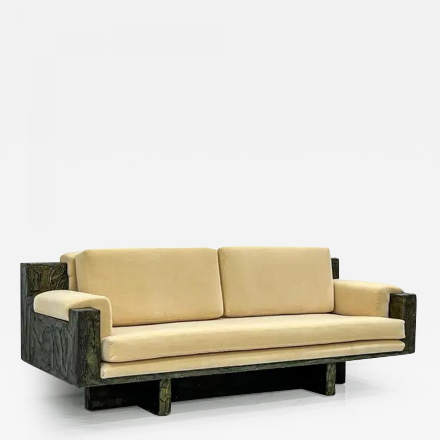 Important Paul Evans Studio Sculpted Bronze and Resin Sofa, Signed, 1971