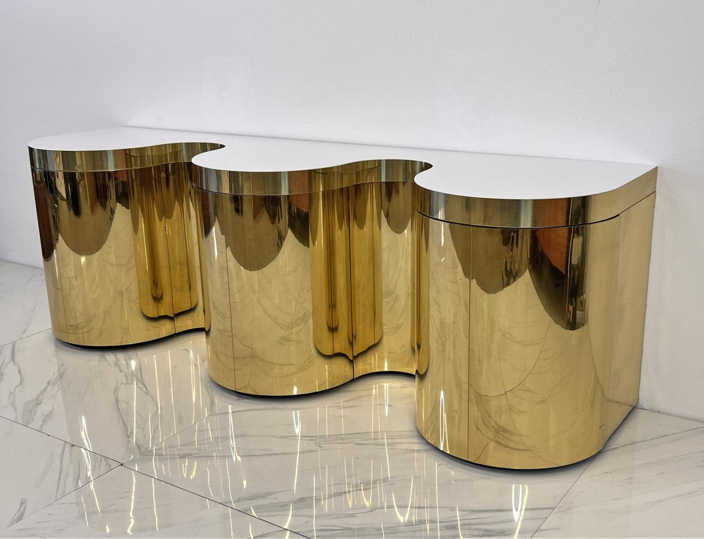 Rare Paul Evans, Cylindrical Console, Wavy Front Credenza C. 1980's