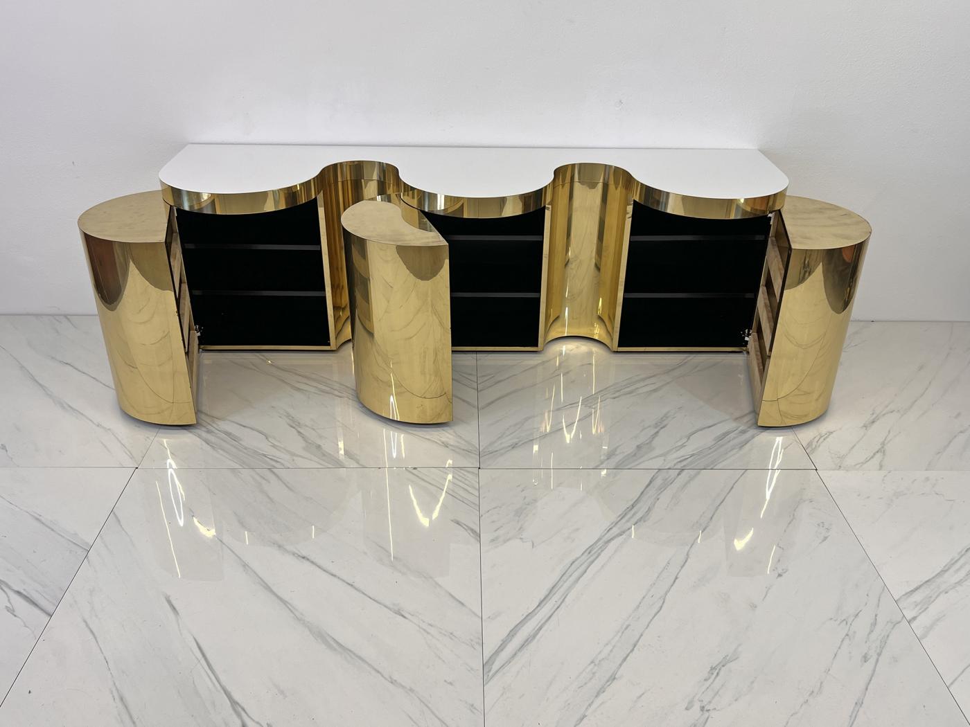 Rare Paul Evans, Cylindrical Console, Wavy Front Credenza C. 1980's