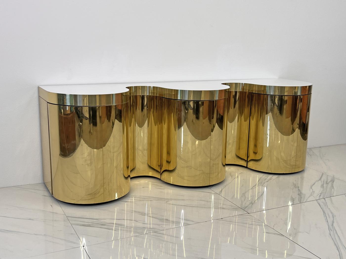 Rare Paul Evans, Cylindrical Console, Wavy Front Credenza C. 1980's