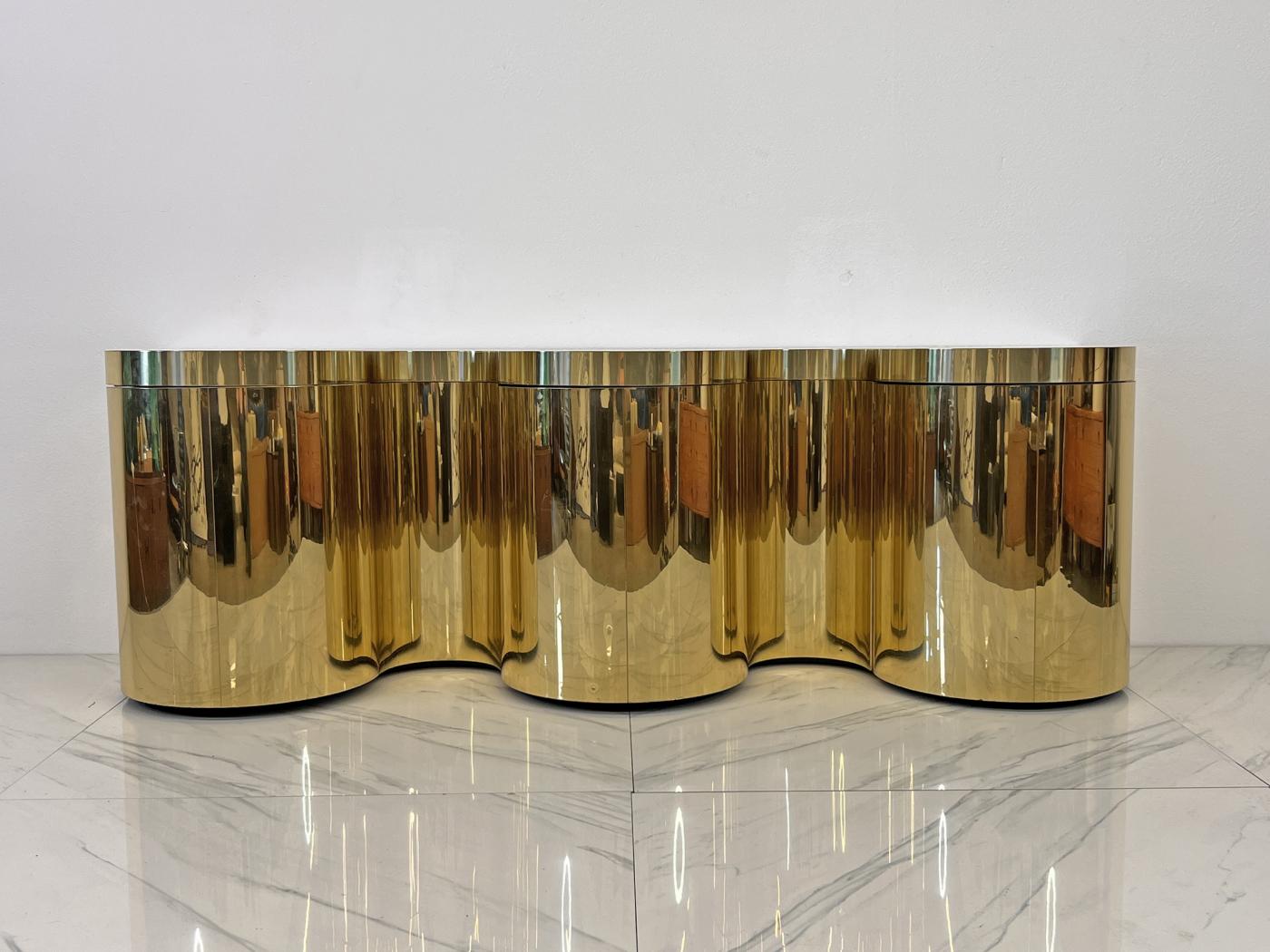 Rare Paul Evans, Cylindrical Console, Wavy Front Credenza C. 1980's