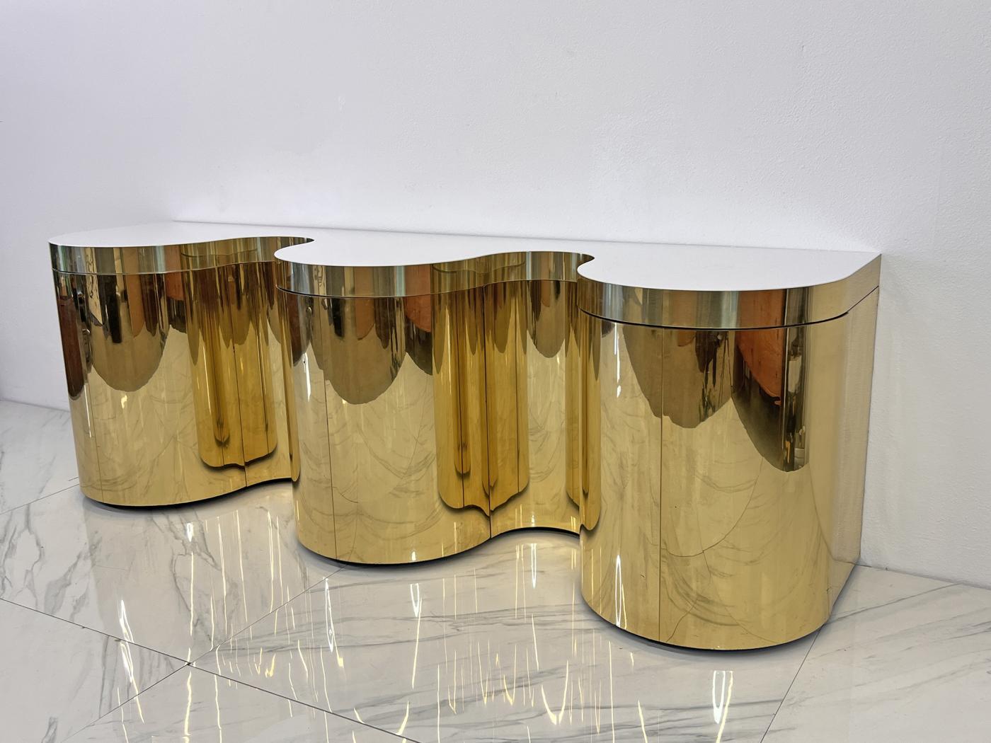 Rare Paul Evans, Cylindrical Console, Wavy Front Credenza C. 1980's