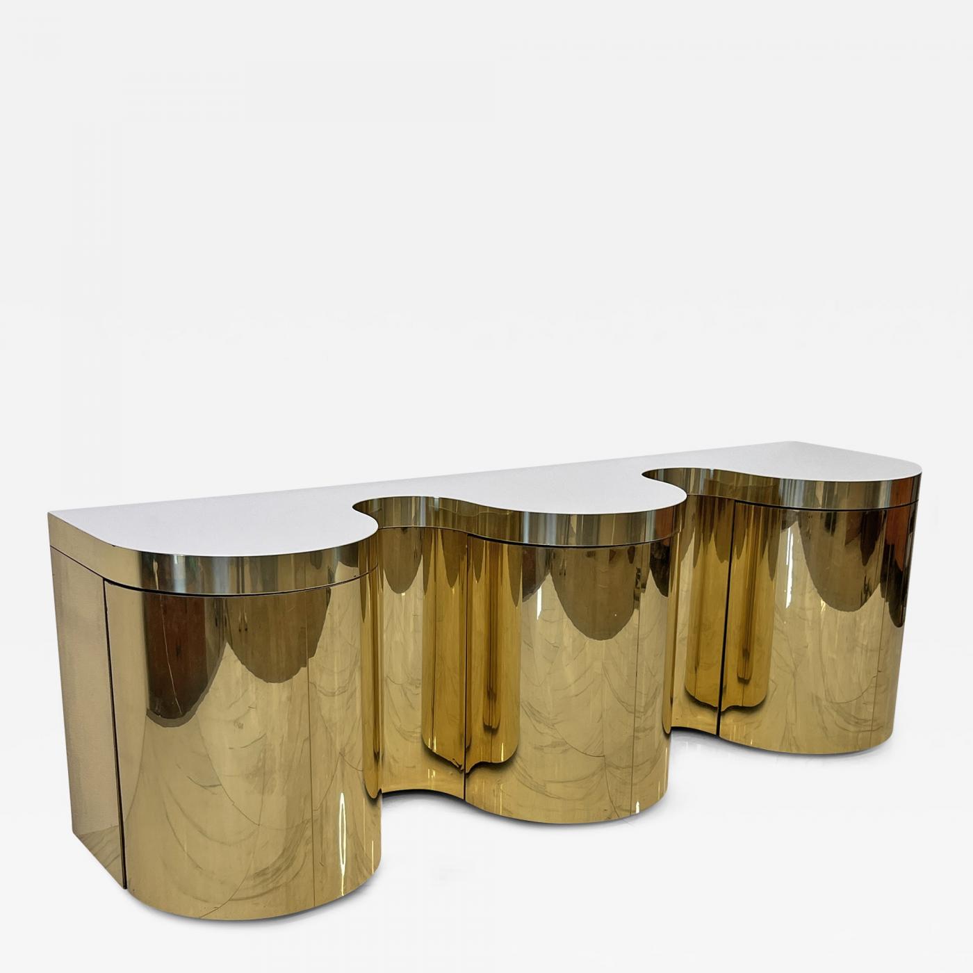 Rare Paul Evans, Cylindrical Console, Wavy Front Credenza C. 1980's