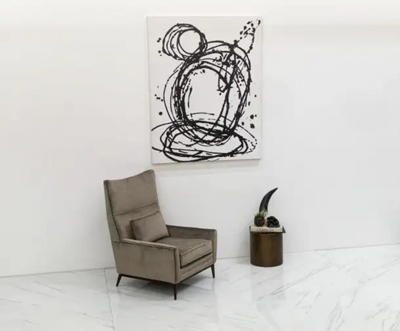 Paul McCobb for Directional 314 Model High Back Lounge Chair in Grey Velvet