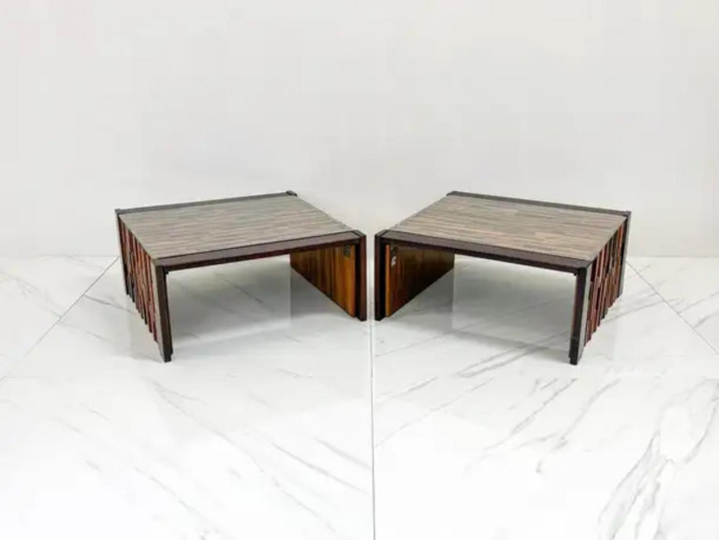 Percival Lafer Folding Rosewood Cocktail Tables, a Pair, 1970s