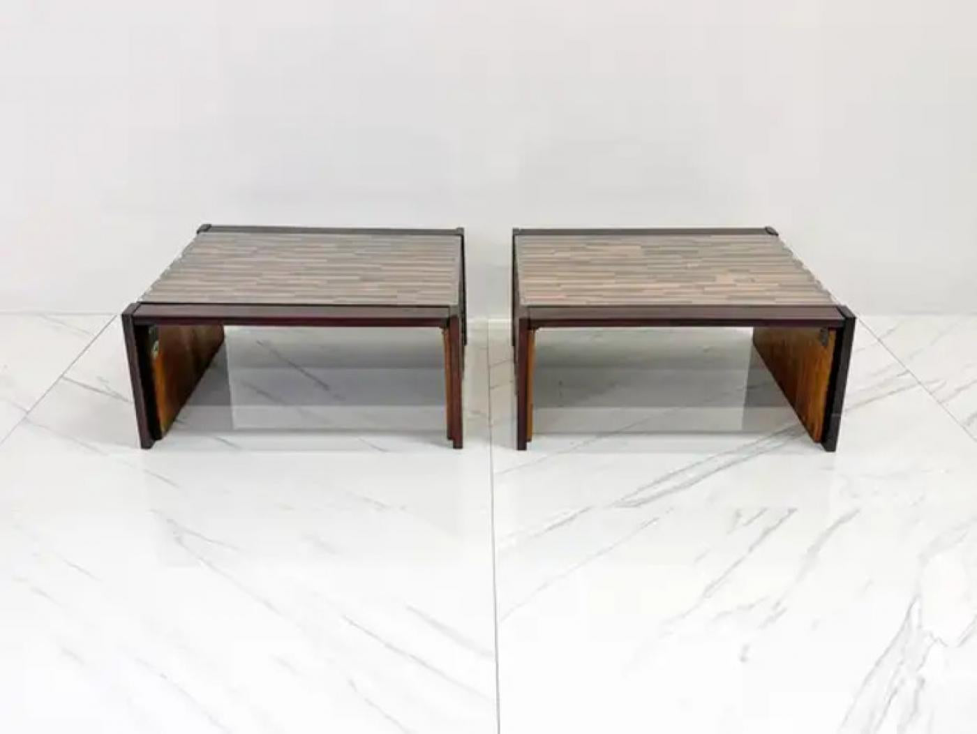 Percival Lafer Folding Rosewood Cocktail Tables, a Pair, 1970s