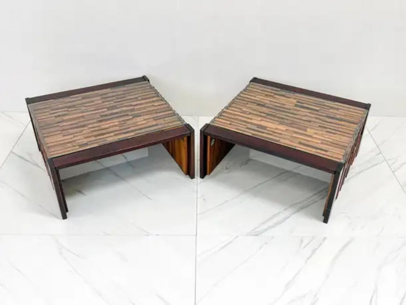 Percival Lafer Folding Rosewood Cocktail Tables, a Pair, 1970s