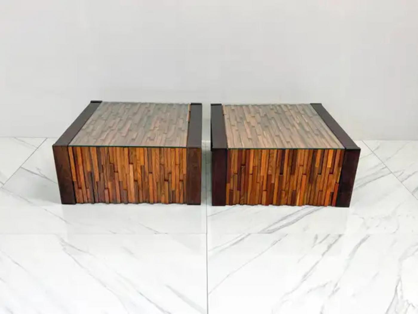 Percival Lafer Folding Rosewood Cocktail Tables, a Pair, 1970s