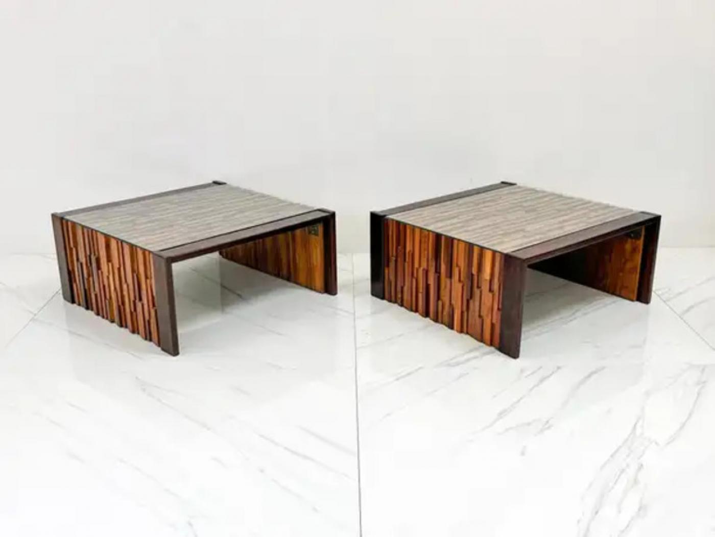 Percival Lafer Folding Rosewood Cocktail Tables, a Pair, 1970s