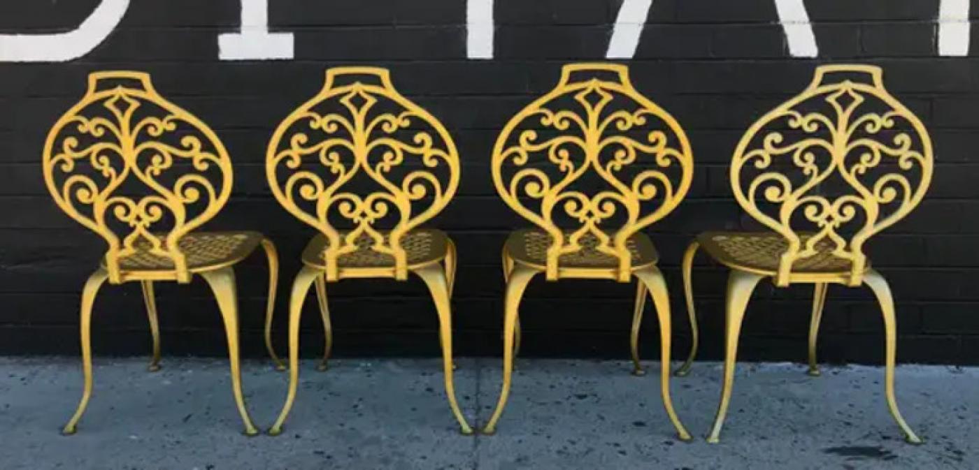 Set of 4 Gold Leafed Thinline Mfg Dining Chairs