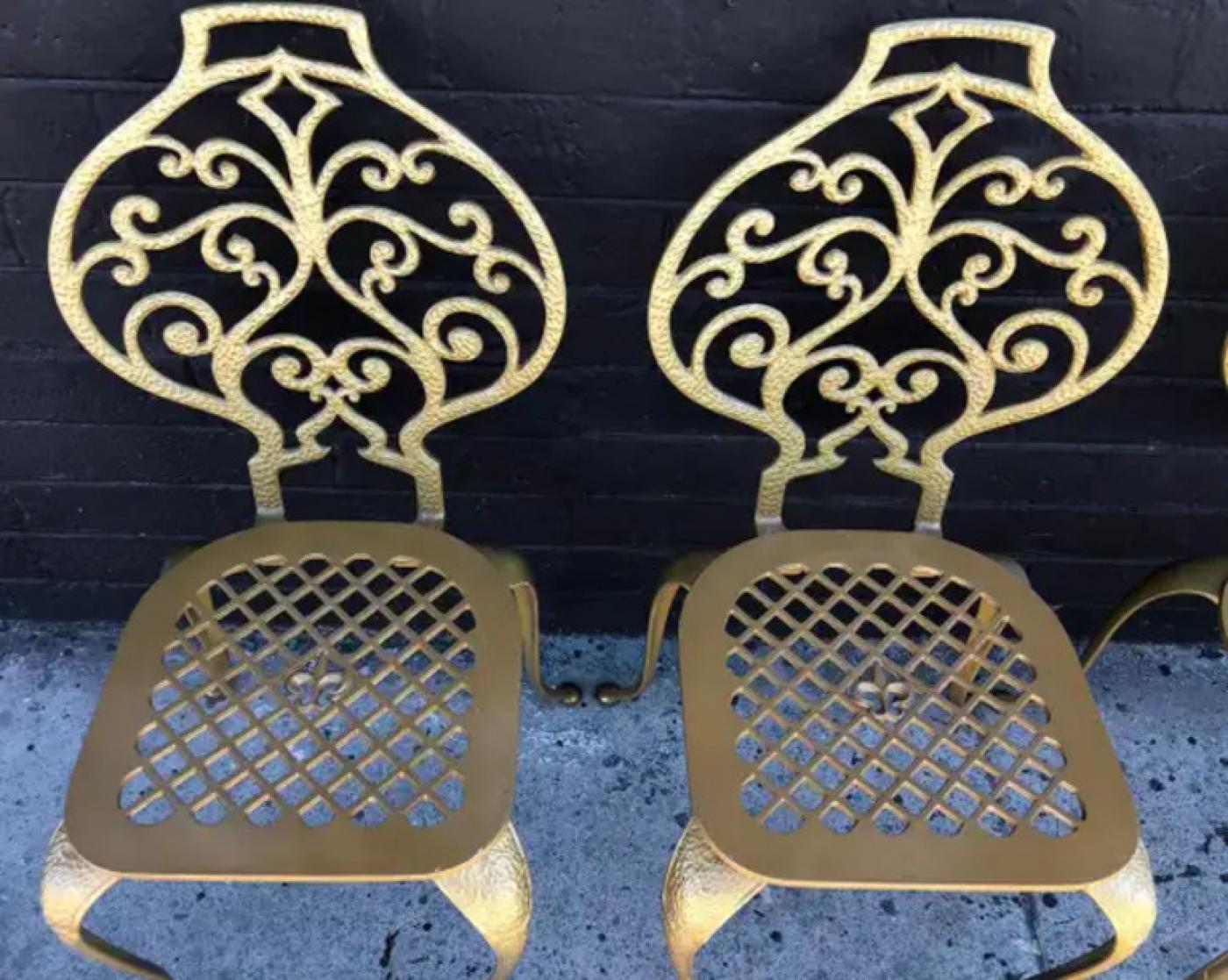 Set of 4 Gold Leafed Thinline Mfg Dining Chairs