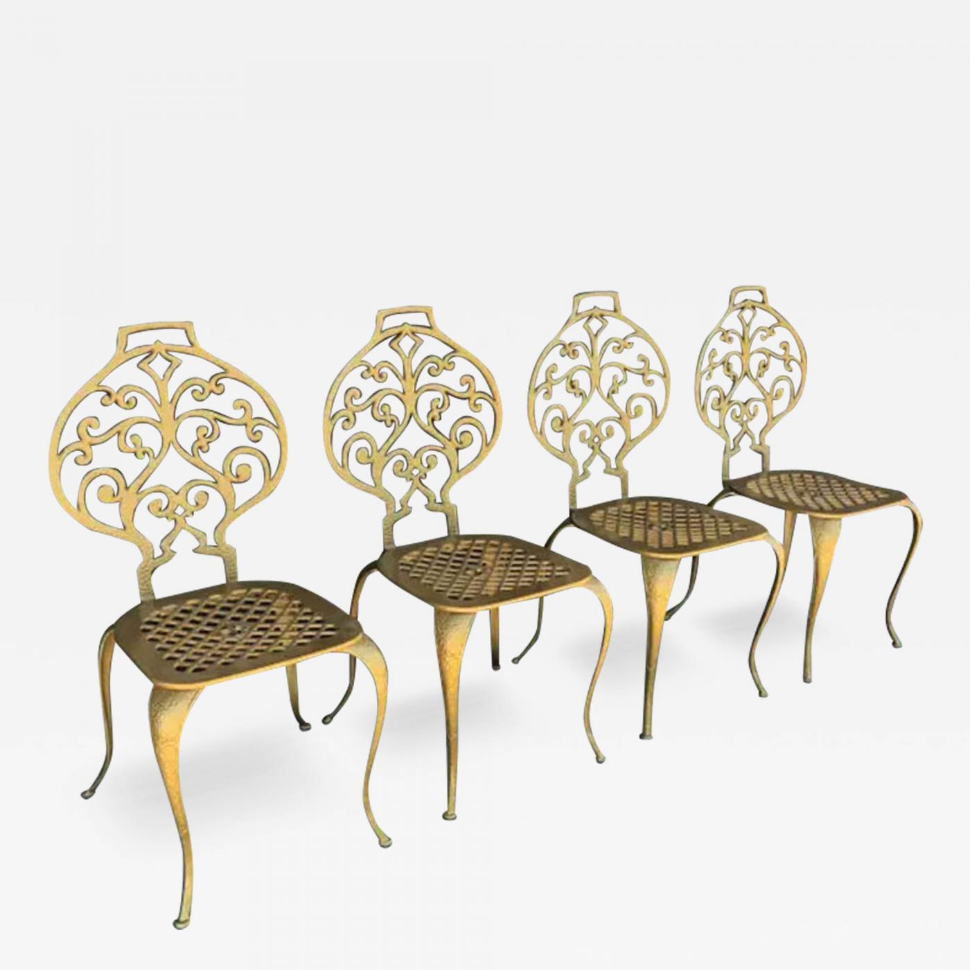 Set of 4 Gold Leafed Thinline Mfg Dining Chairs