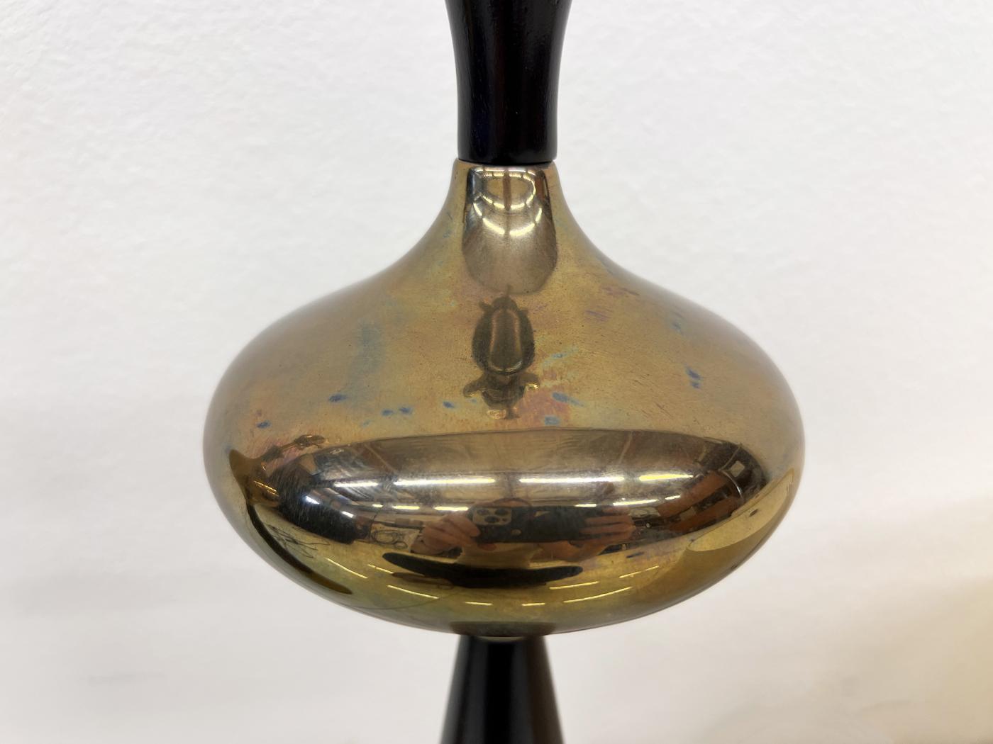 Tony Paul for Westwood Brass & Ebonized Walnut Table Lamps, A Pair, 1950s