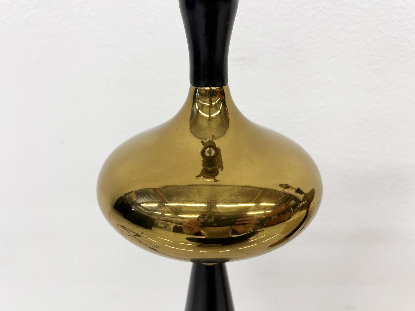 Tony Paul for Westwood Brass & Ebonized Walnut Table Lamps, A Pair, 1950s