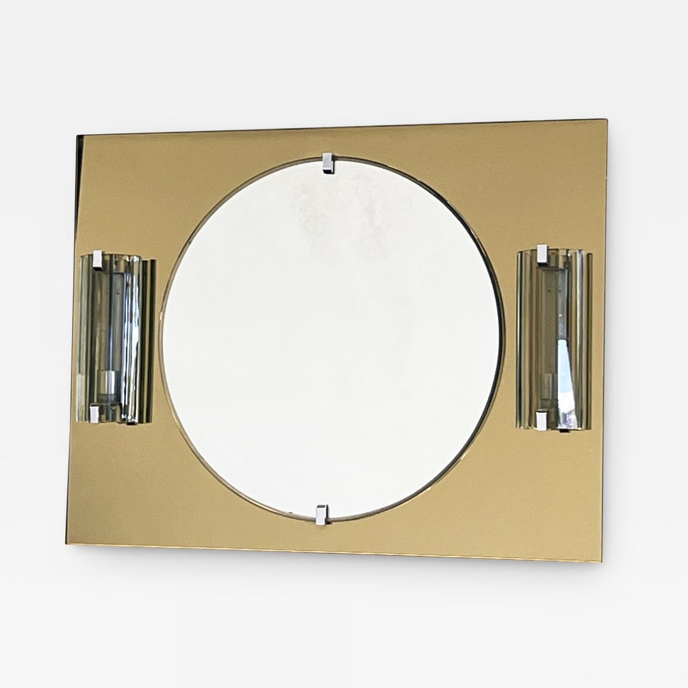 Italian Vanity or Entryway Mirror With Murano Sconces, 1960's, Veca