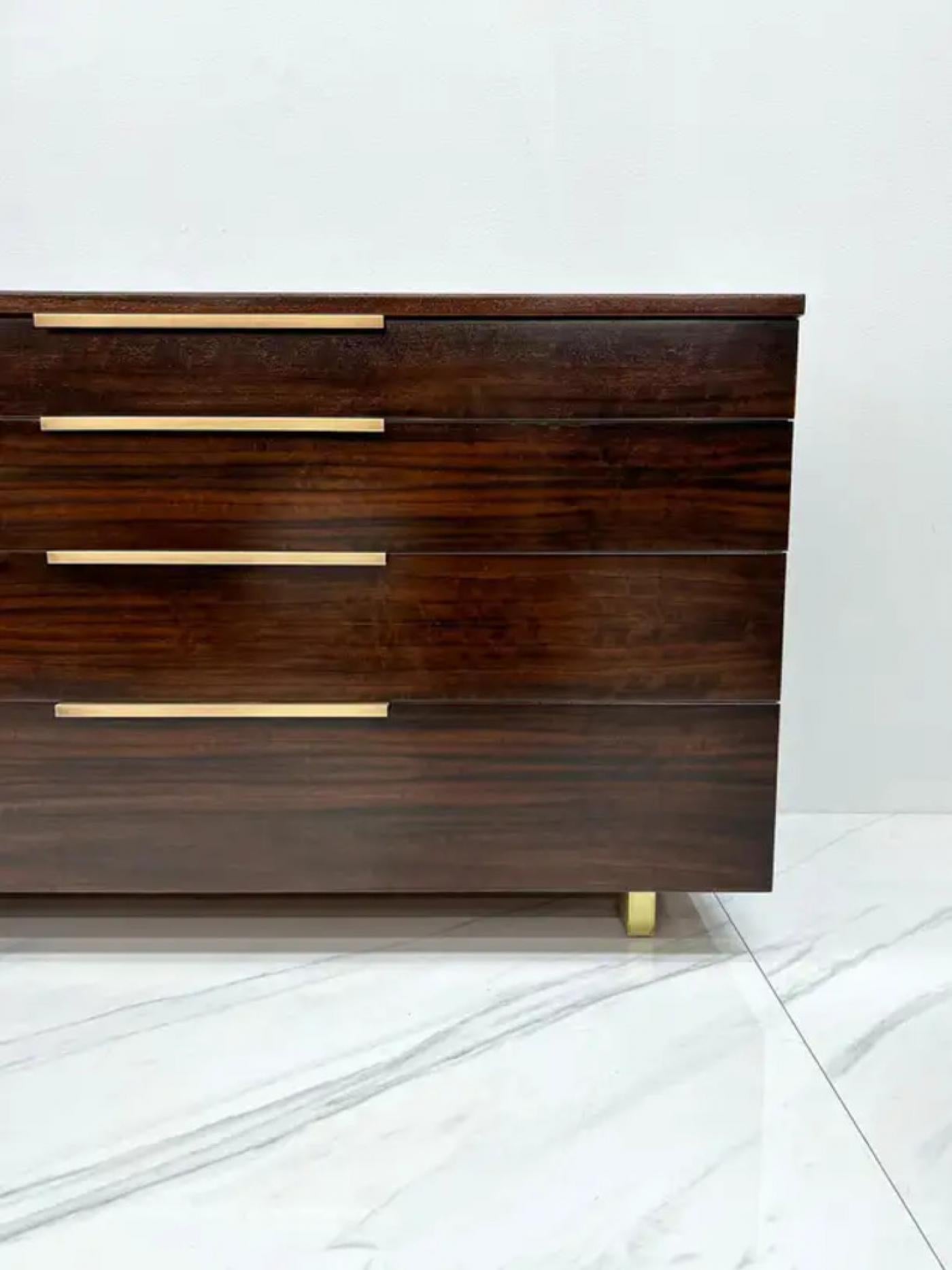 Important Vladimir Kagan Rosewood Brass Dresser, Desk Unit, 1950s