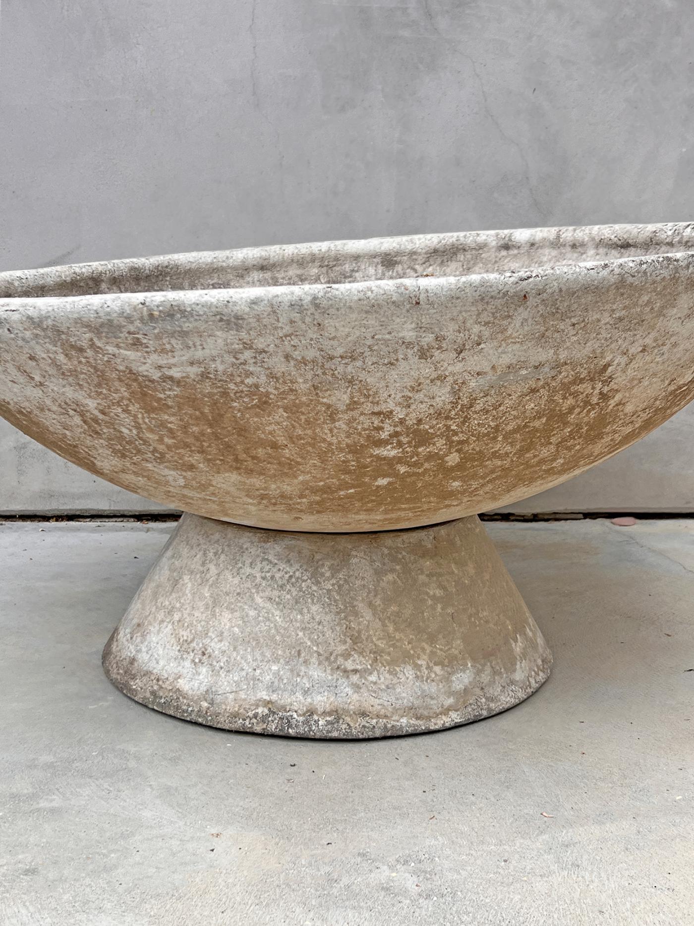 Willy Guhl 31" Adjustable 2 Piece Concrete Planter, Switzerland, 1960's