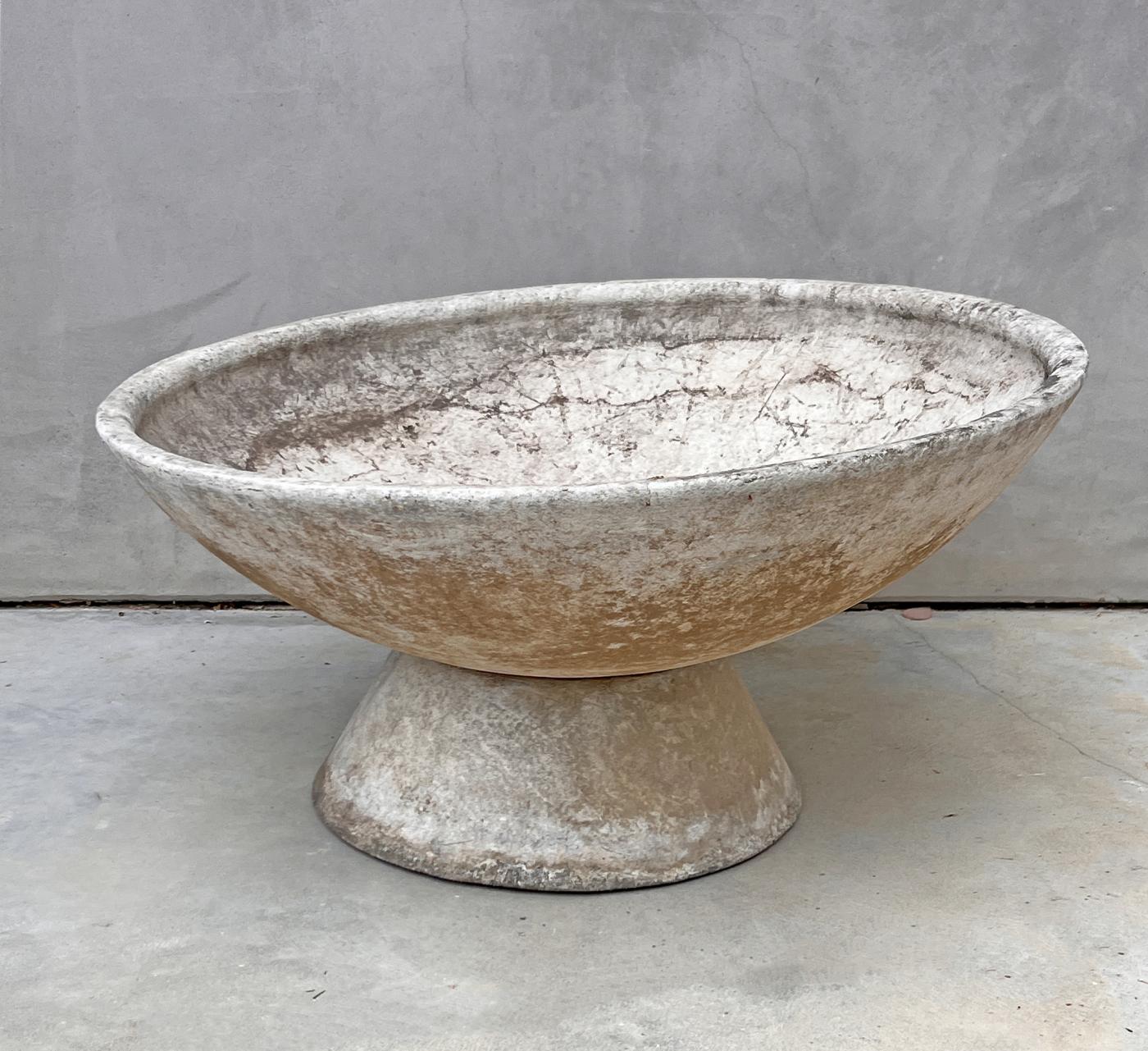 Willy Guhl 31" Adjustable 2 Piece Concrete Planter, Switzerland, 1960's