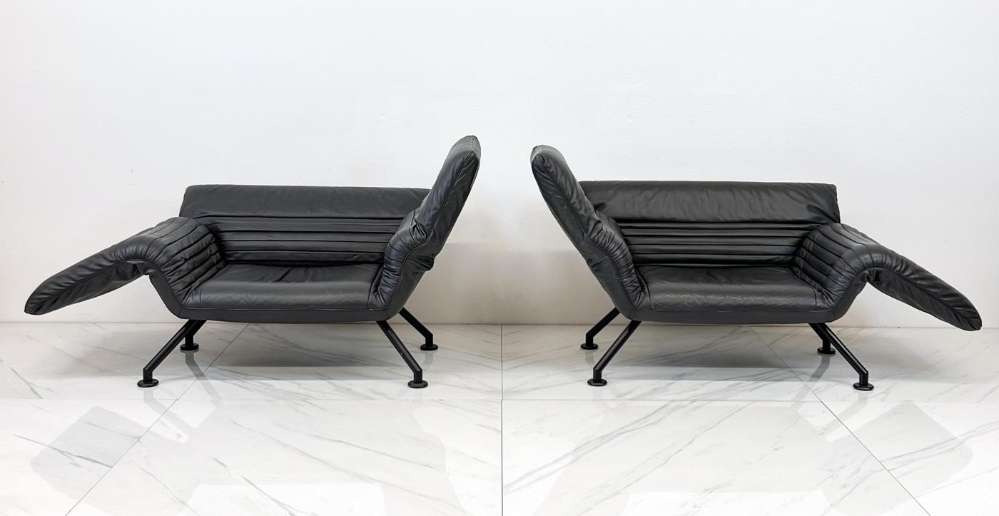 De Sede DS-142 Chairs in Gray Leather, A Pair, Winfried Totzek, 1980's