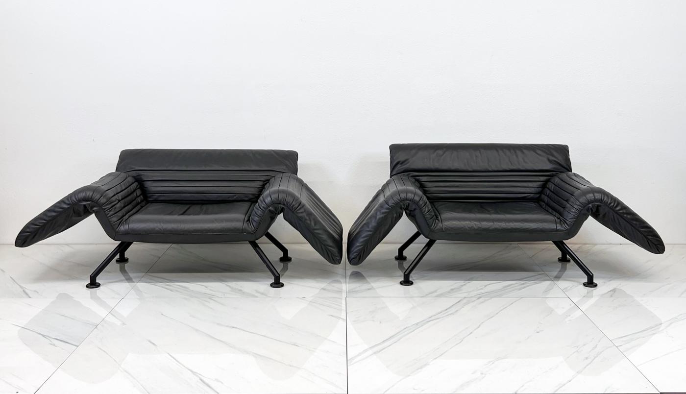 De Sede DS-142 Chairs in Gray Leather, A Pair, Winfried Totzek, 1980's