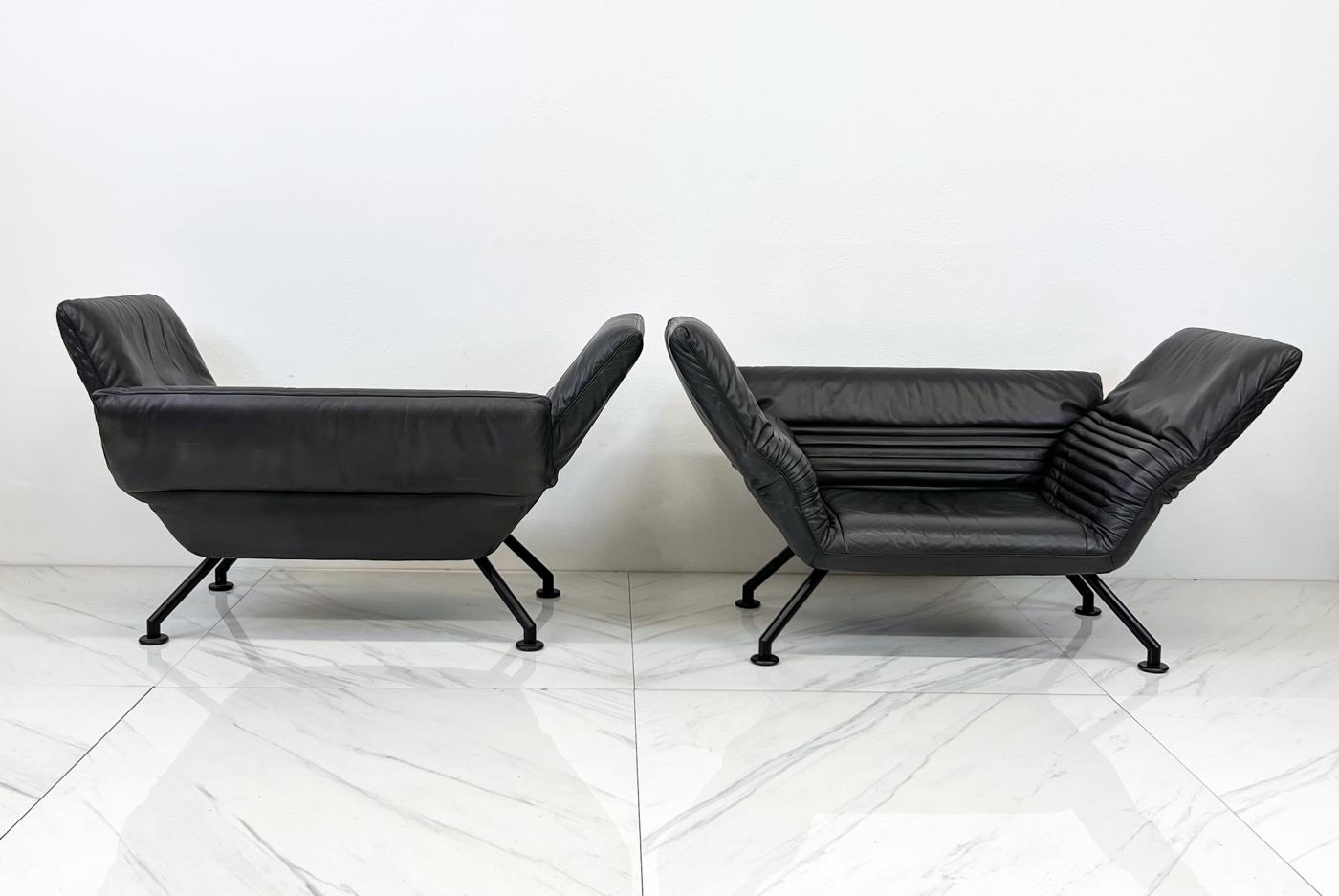 De Sede DS-142 Chairs in Gray Leather, A Pair, Winfried Totzek, 1980's
