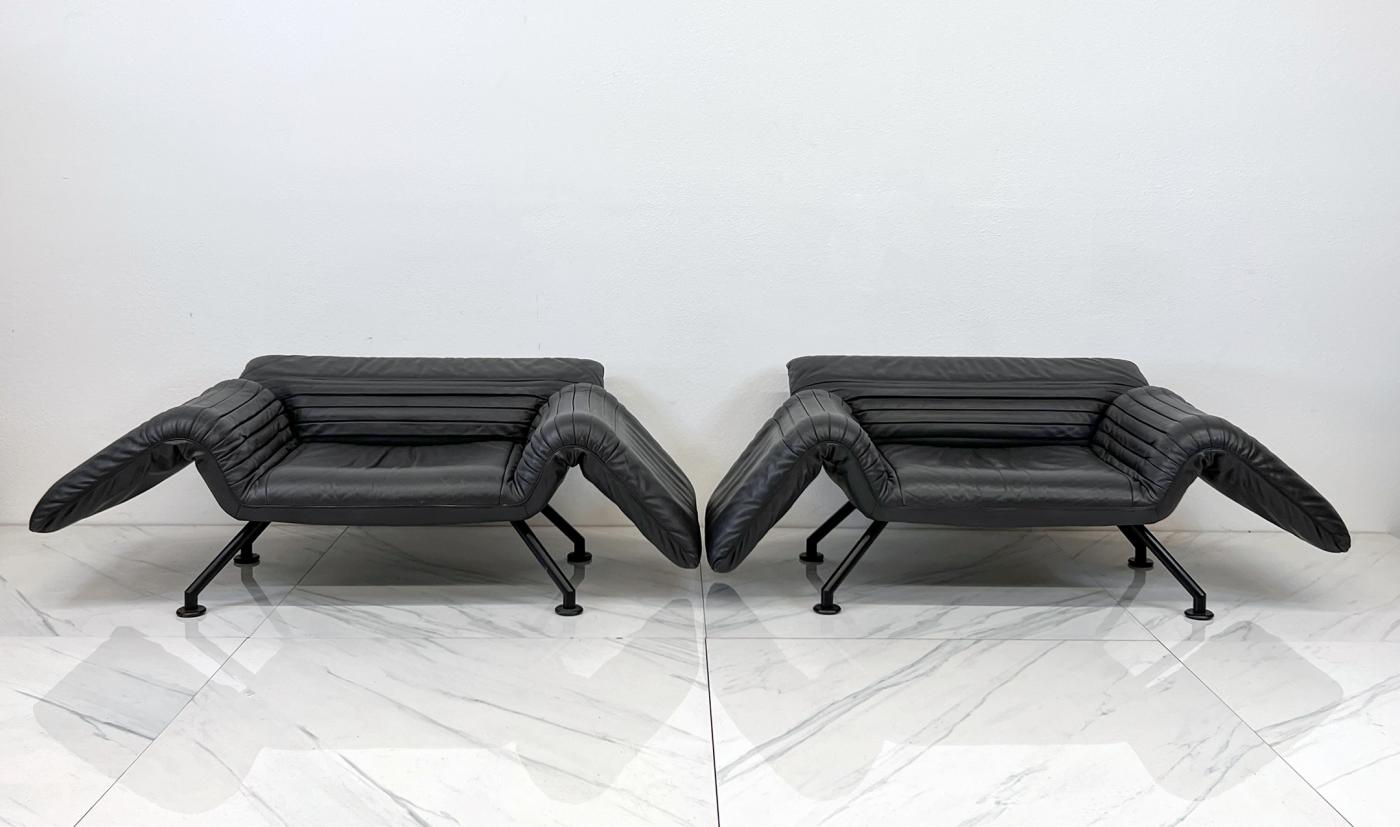 De Sede DS-142 Chairs in Gray Leather, A Pair, Winfried Totzek, 1980's