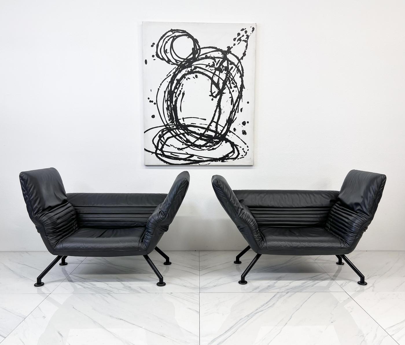 De Sede DS-142 Chairs in Gray Leather, A Pair, Winfried Totzek, 1980's