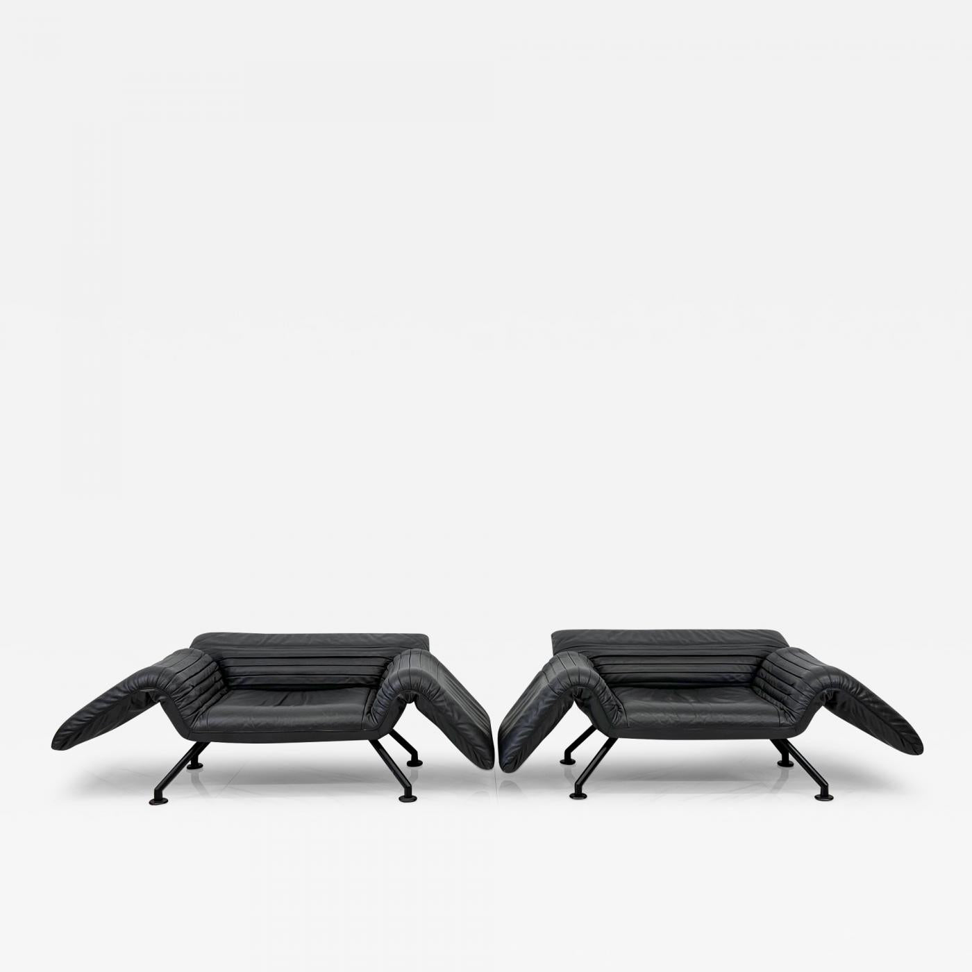 De Sede DS-142 Chairs in Gray Leather, A Pair, Winfried Totzek, 1980's