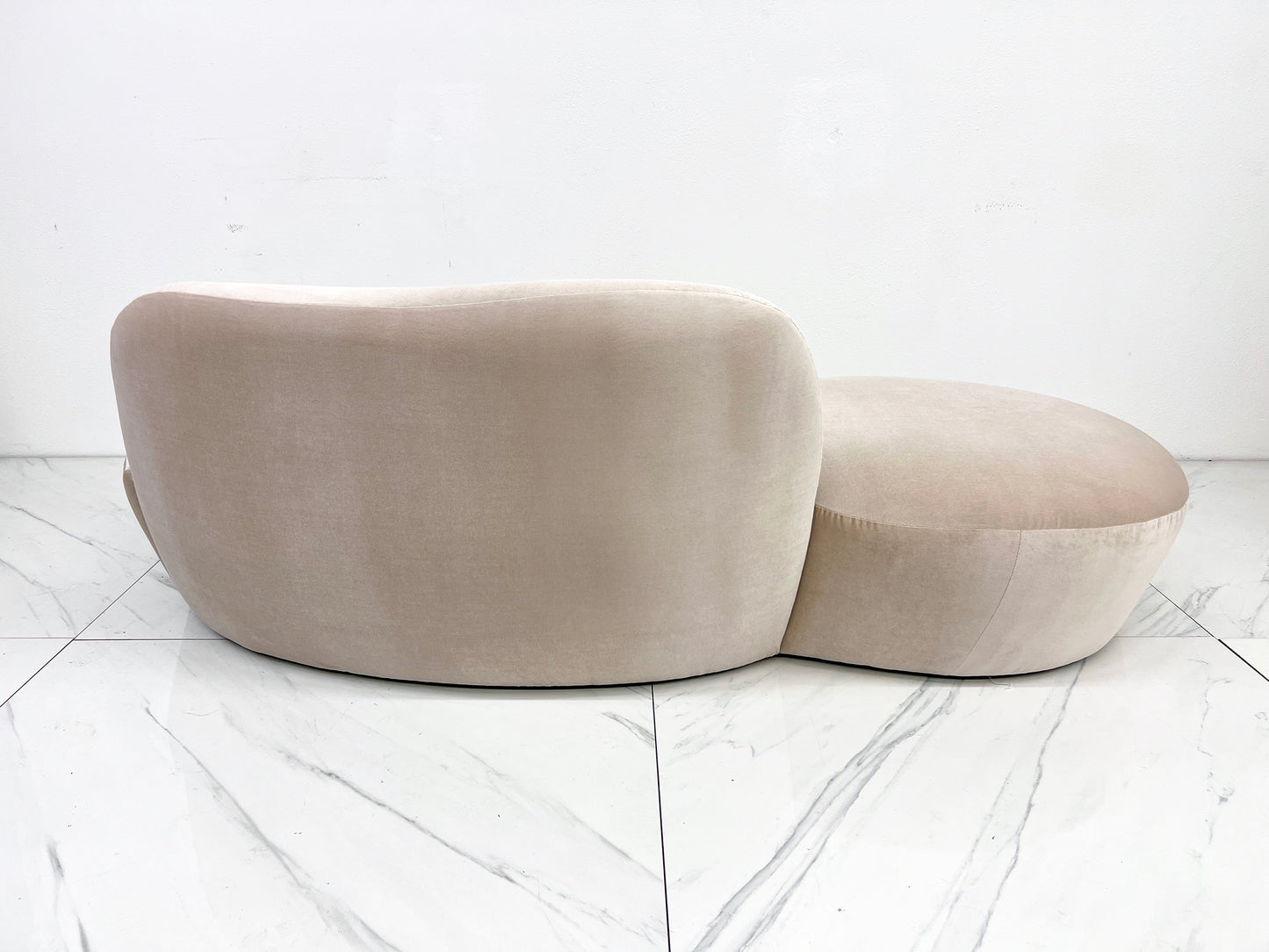 Vladimir Kagan Zoe Sofa in Light Tan Velvet, American Leather, 2000's