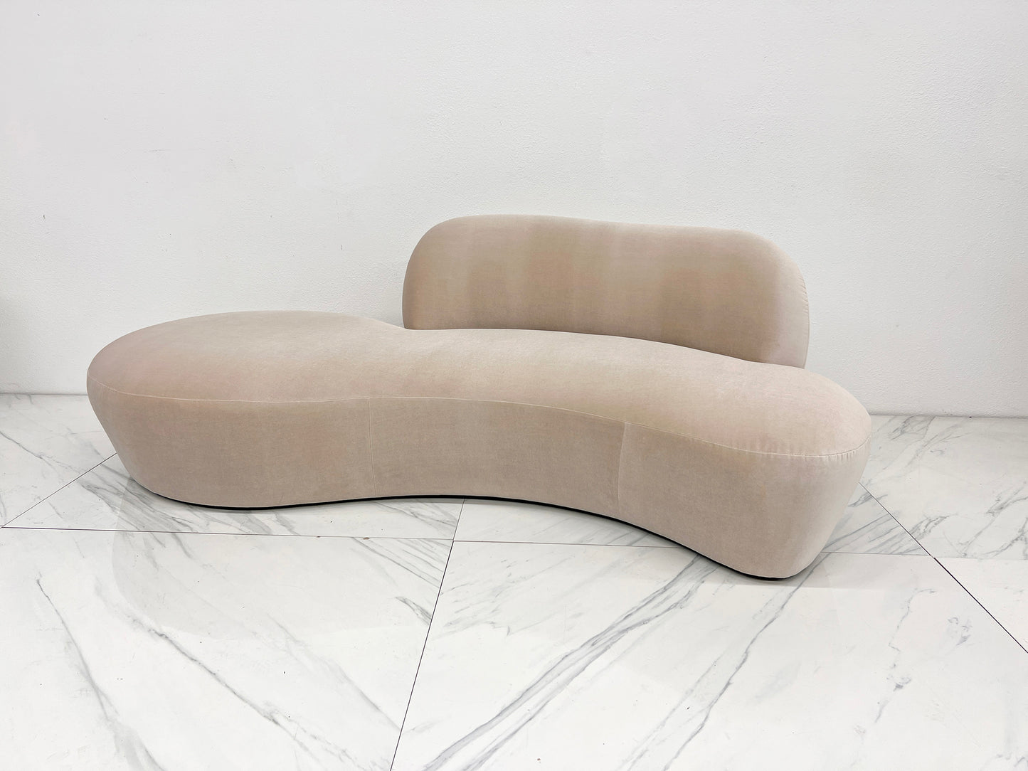 Vladimir Kagan Zoe Sofa in Light Tan Velvet, American Leather, 2000's