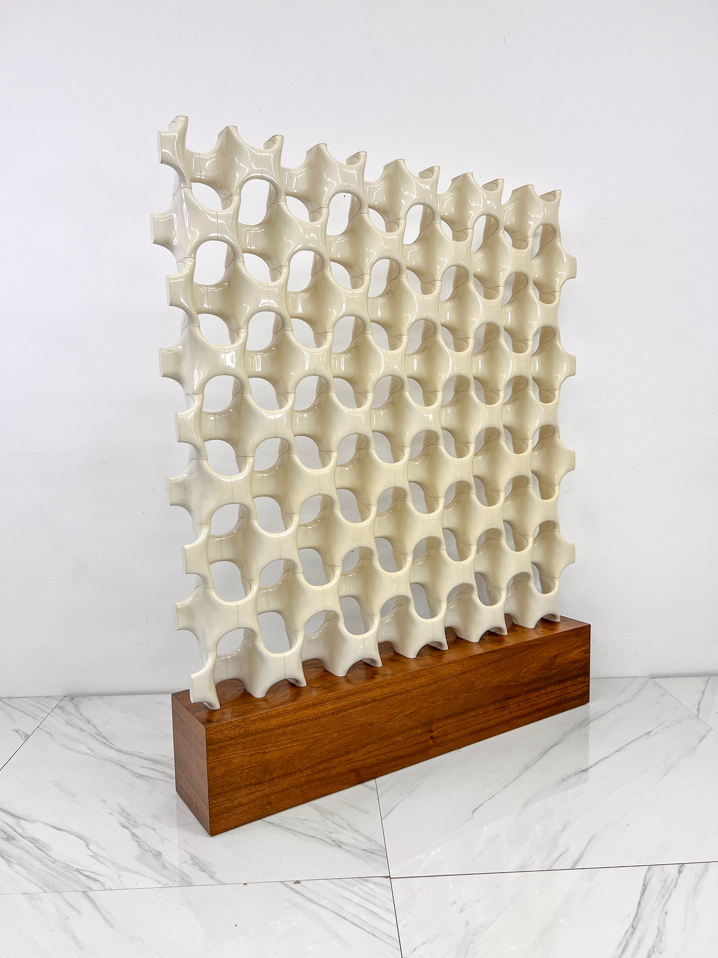 Patinated Sculpta-Grille Bones Screen on Walnut Base by Richard Harvey, 1960s