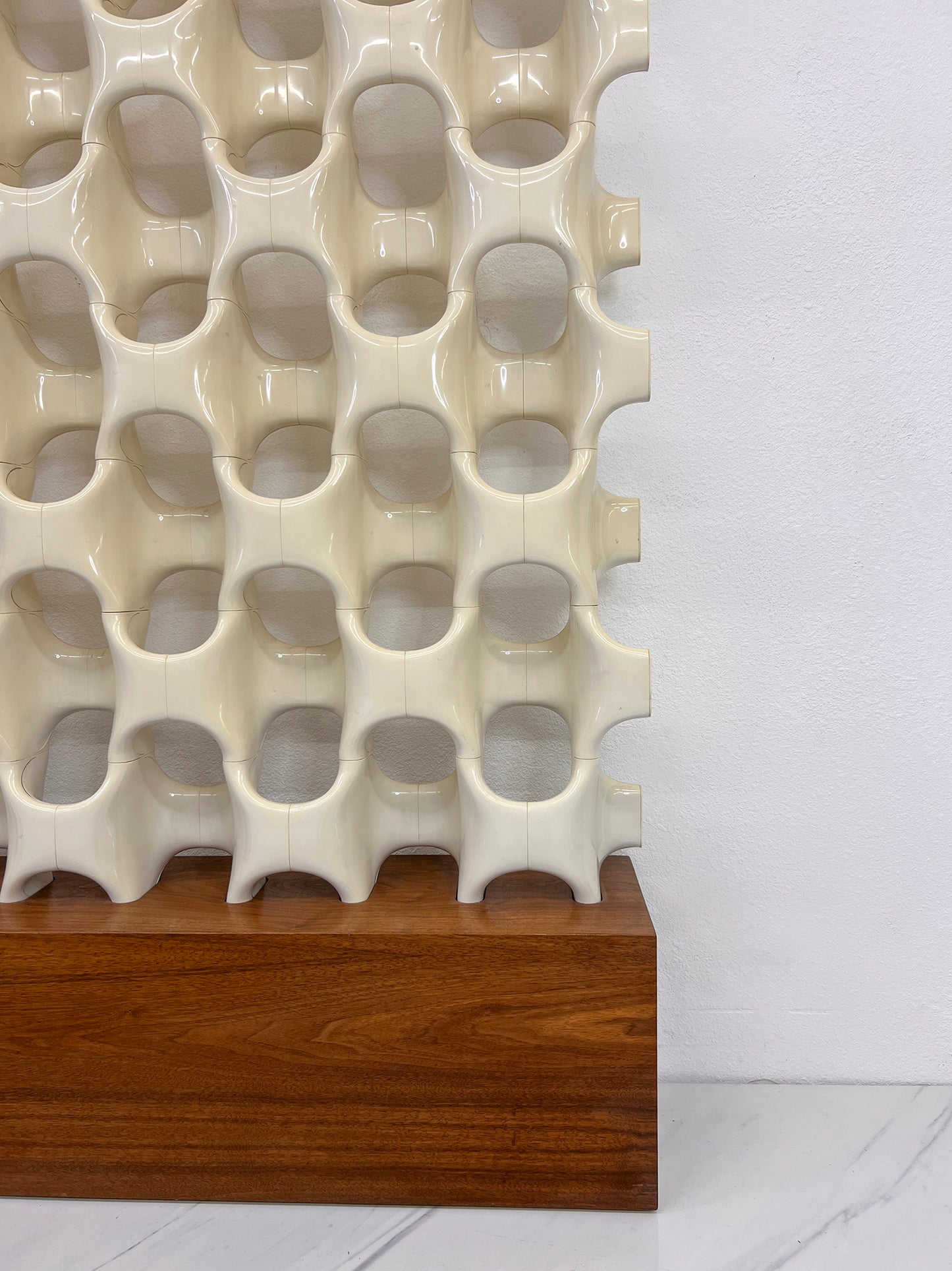 Patinated Sculpta-Grille Bones Screen on Walnut Base by Richard Harvey, 1960s