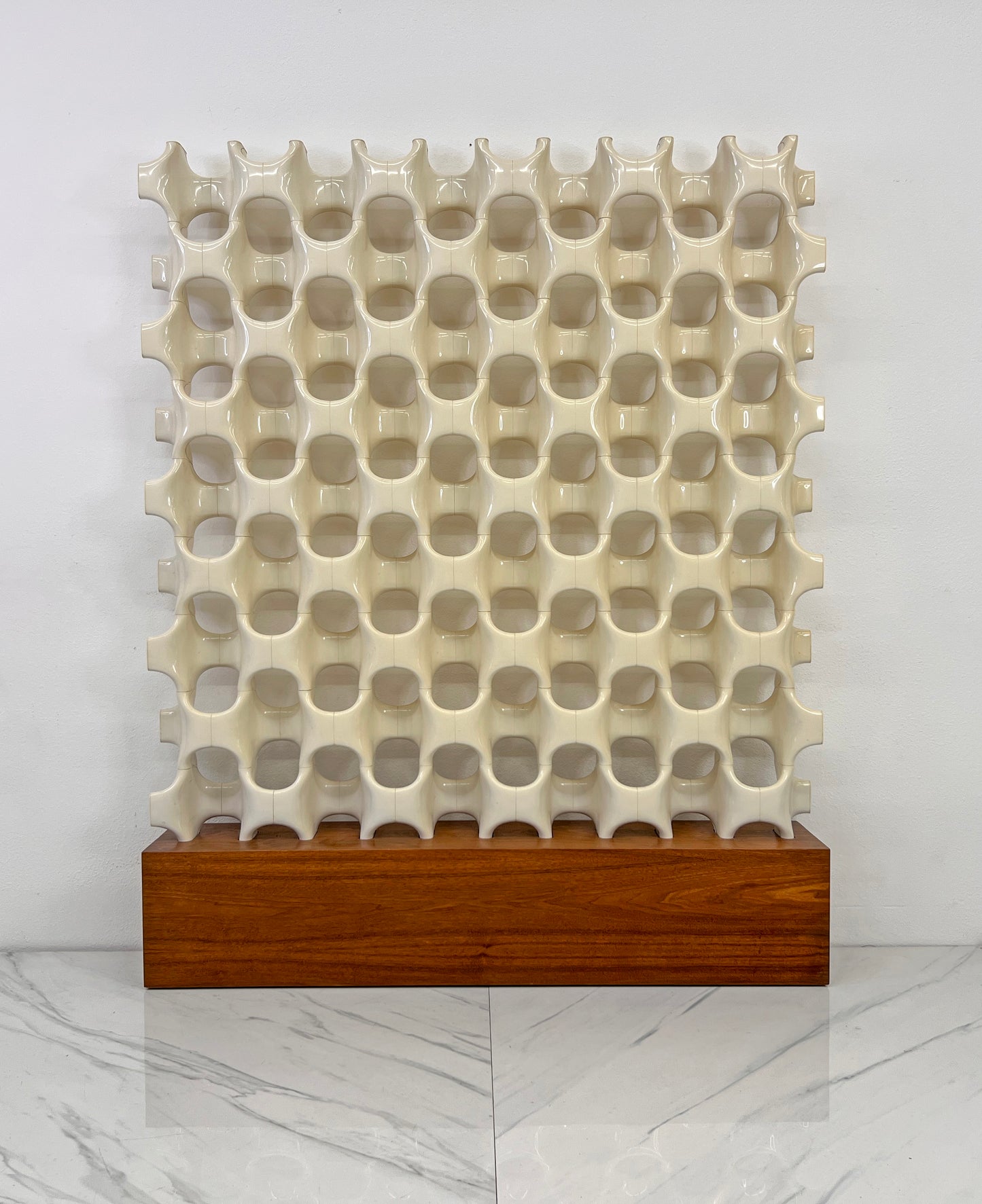 Patinated Sculpta-Grille Bones Screen on Walnut Base by Richard Harvey, 1960s