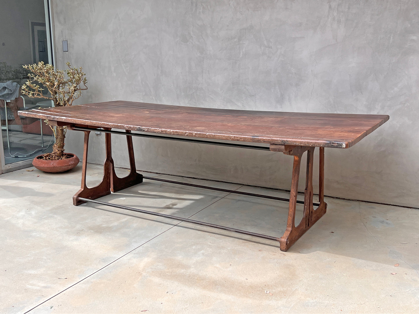 Industrial Modern Dining Table Walnut, Iron, 1940's