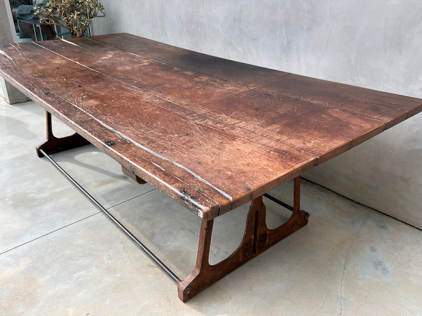Industrial Modern Dining Table Walnut, Iron, 1940's