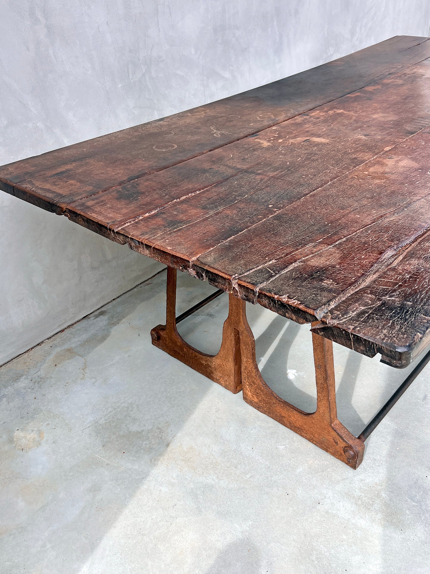 Industrial Modern Dining Table Walnut, Iron, 1940's