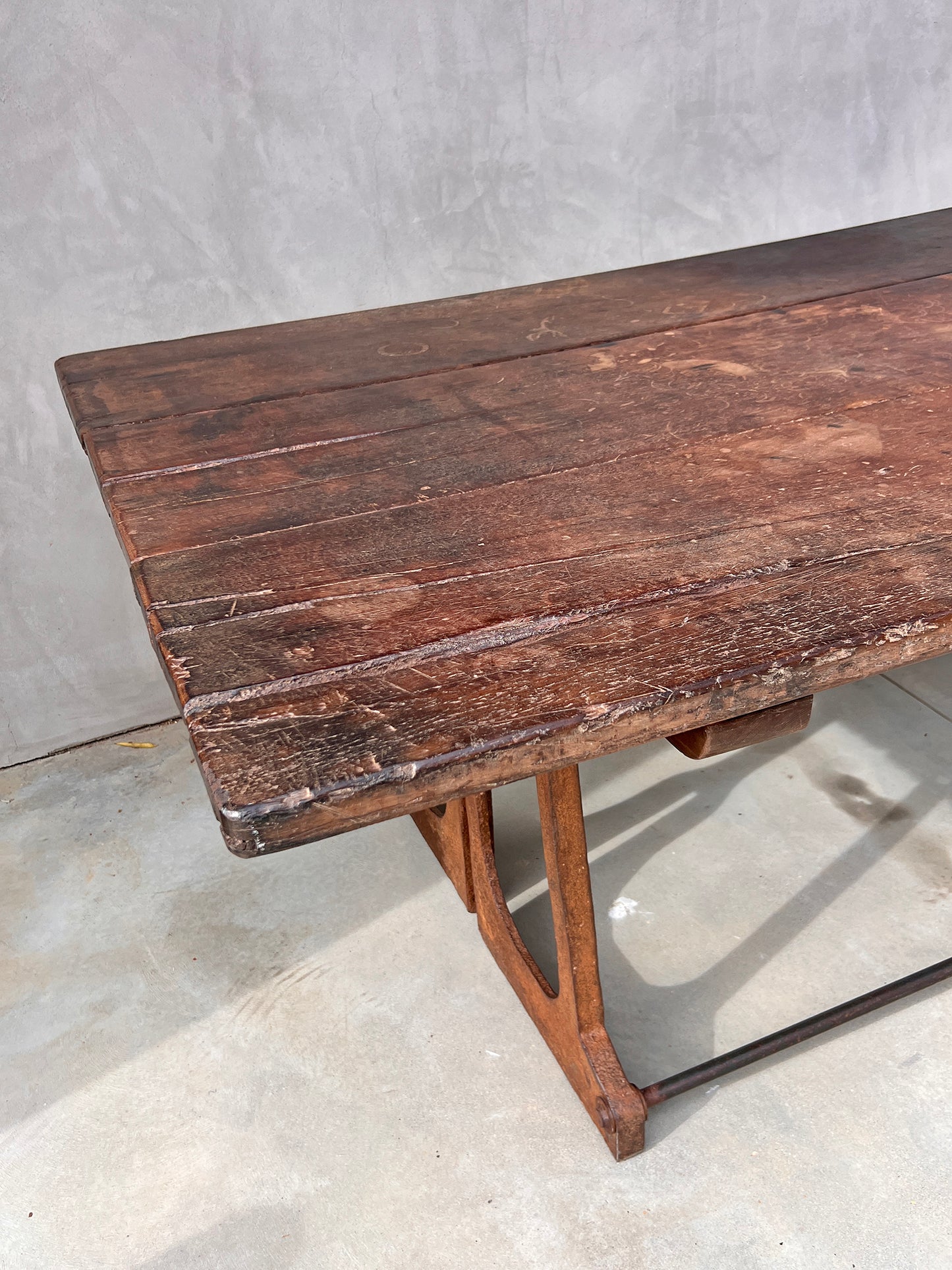 Industrial Modern Dining Table Walnut, Iron, 1940's