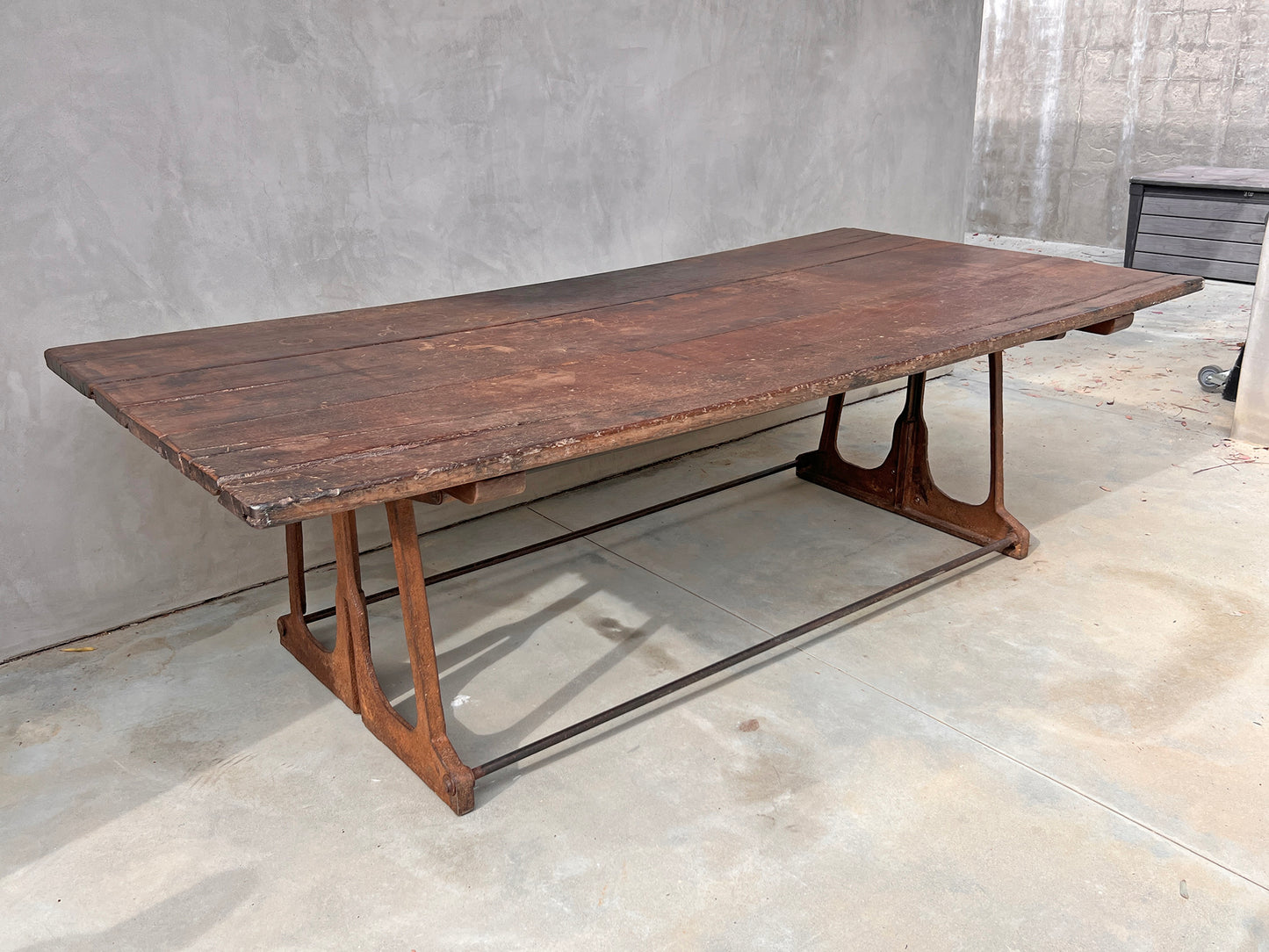 Industrial Modern Dining Table Walnut, Iron, 1940's